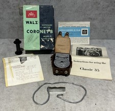 Walz Coronet B Model II Exposure Meter Case Chain Manual Box Japan Vintage