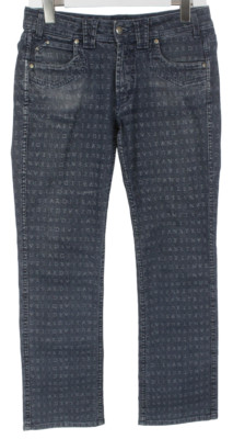 TRUSSARDI Jeans Women's UK 28 Letter Pattern Regular Fit Fade Effect Zip Denim