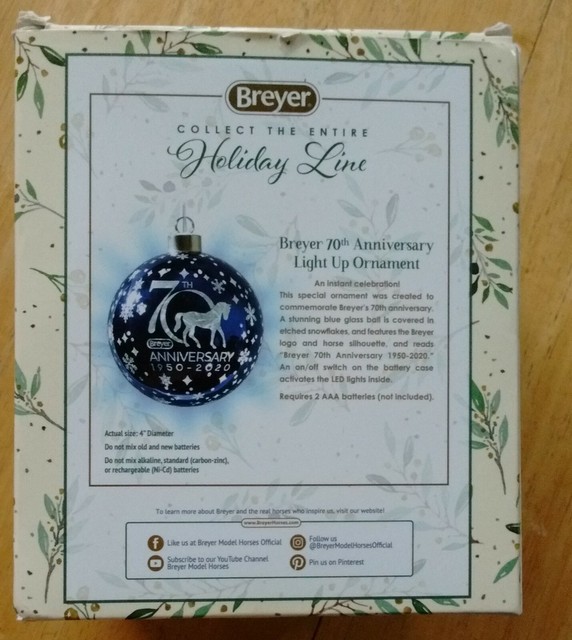 Breyer Horses 70th Anniversary Glass Ball Ornament - LED Light Up Holiday Decoration