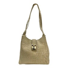 Vintage Pourchet Croc Embossed Leather 3 In 1 Crossbody Tote Shoulder Bag Paris