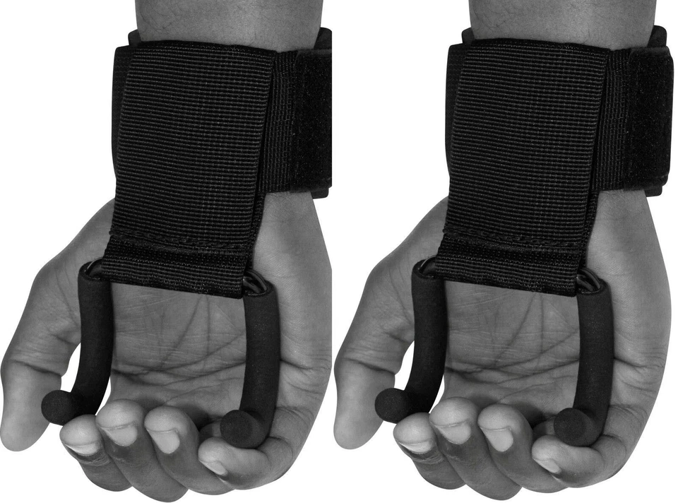 Pro Weight Lifting Training Gym Hook Grips Straps Wrist Support Lift Kombat - Image 3 of 4