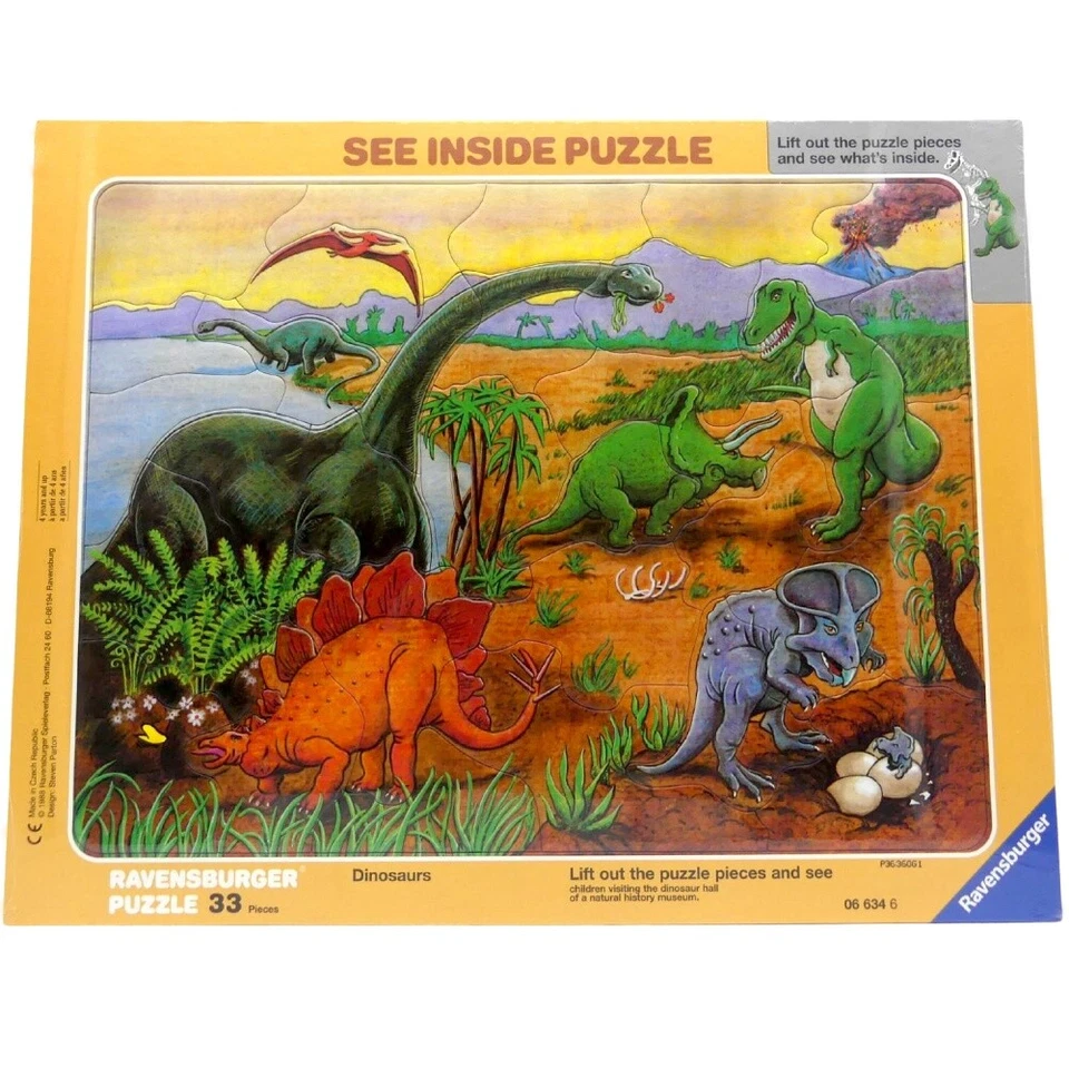 Ravensburger Puzzle Dinosaurier 066346 Kinder Rahmenpuzzle Tiere 33 Teile 37 x 2