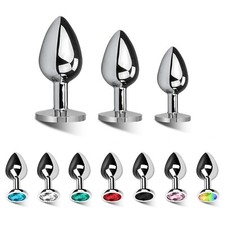 3PC/Single Metal Butt Plug Steel AnalDiamond Jewel Smooth Sex Toy Princess Stone