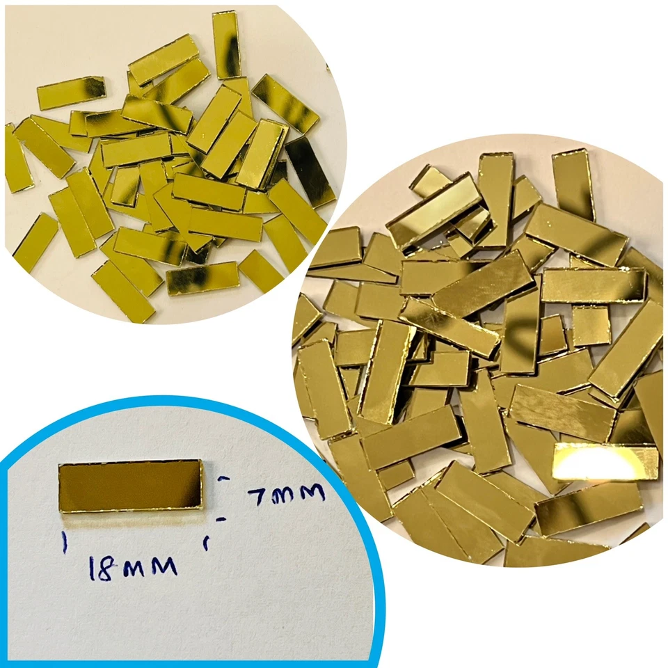 Rectangle Gold Craft Mirror Pieces Embroidery , DIY  Craft Shisha Mirrors 100 Pc - Image 4 of 4