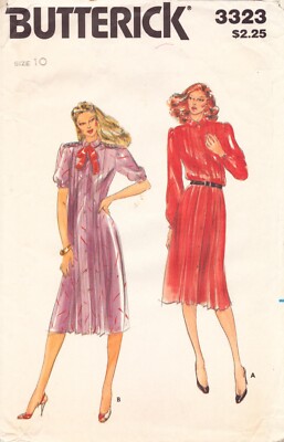 Butterick 3323  Loose-Fitting Dreses 4'' Below mid-knee ~ Size 10 `Bust 32.5''