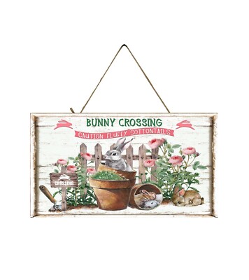 Bunny Crossing Easter Printed Handmade Sign