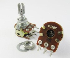6pcs ALPHA C100K Dual Stereo Potentiometer Log Taper pots Knurled shaft push on