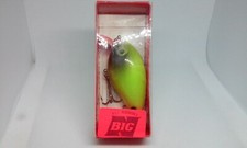 Vtg Bill Norman Lures Big N Chartreuse/Black/Org 3" Shallow Crankbait 5/8oz Lure