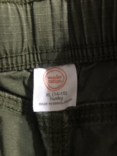 Boys Wonder Nation shorts size XL (14/16) Husky army green with orange Stretch - Picture 3 of 3