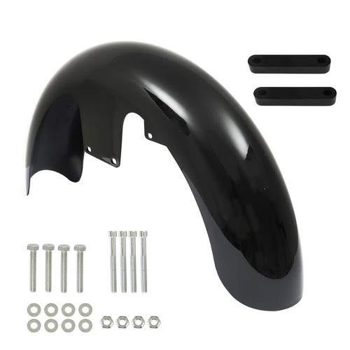 19" Wheel Wrap Front Fender ABS Vivid Black For Touring Custom Bagger Road King - Picture 2 of 19