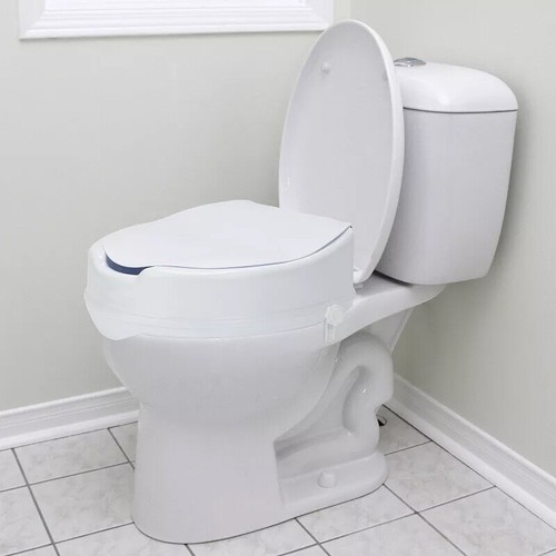Toilettensitzerhöhung 10 cm mit Deckel WC Sitz Erhöhung rutschfest Medical Weiß - Bild 3 von 9
