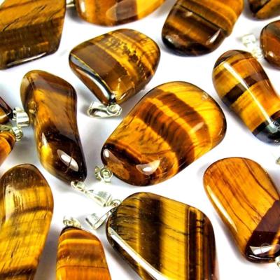 Tigerauge Anhänger Trommelstein ca. 30 mm silberne Öse Tropfen Top Qualität p