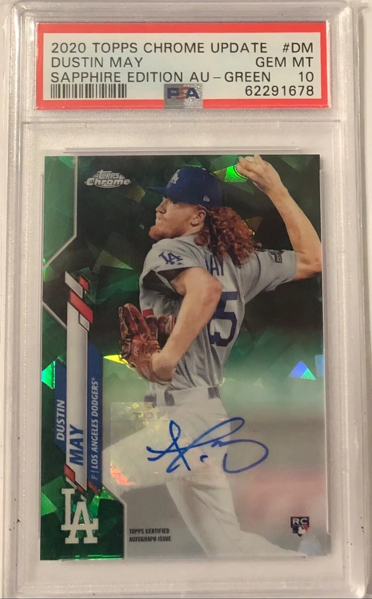 2020 Topps Chrome Update Sapphire Dustin May RC Green /50 #RA-DM PSA 10 GEM MINT