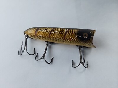 3 hook fishing lure Vintage Fishing Lure Heddon Lucky 13 Lure Wood 3 Treble Hks Antique Rare  Tackle