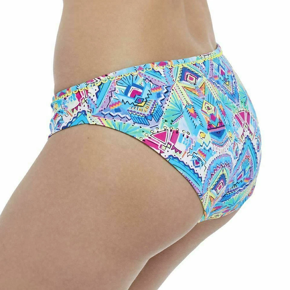 Freya New Native Bikini Brief Plus Size 2XL 18 20 Blue Pink Tribal Bottom 3533 - Image 2 of 4