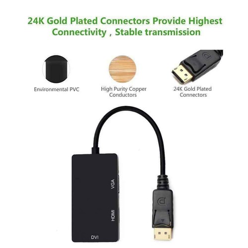 3 In 1 Displayport DP Male To HDMI/DVI/VGA Female Adapter Converter Cable 1080P - Picture 12 of 12