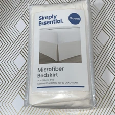 Simply Essential Microfiber Bed Skirt Queen Size Cream 14" Drop 60x80 New