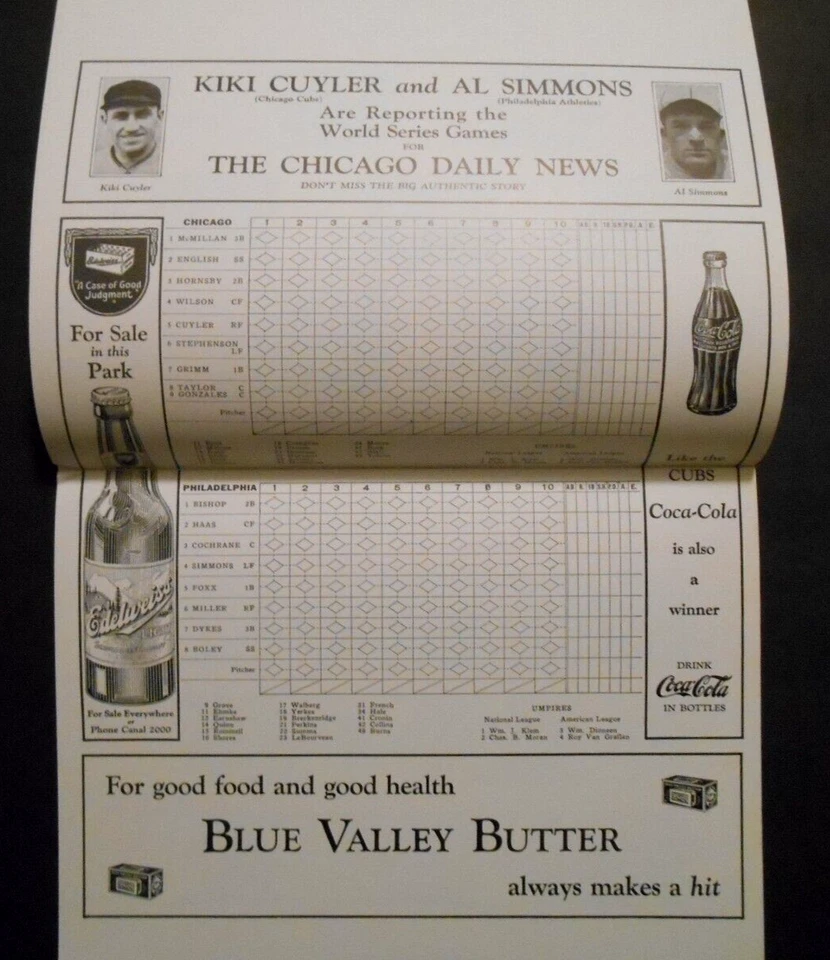 1929 World Series Chicago Cubs Phil Athletics Reprint Program Opie Ltd Edition - Image 4 of 4