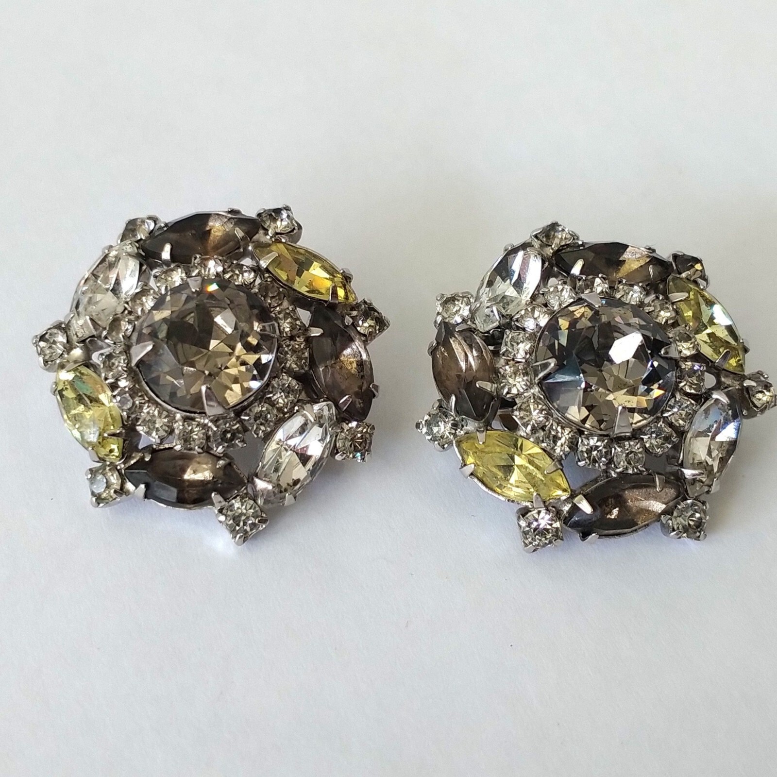 Signed Hobe Silver Multicolor Pave Rhinestone Clu… - image 2