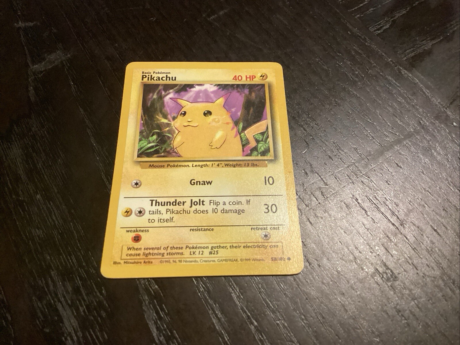 Vintage Pikachu 58/102 Yellow Cheeks Base Set Unlimited WOTC 1999 NM Pokémon TCG