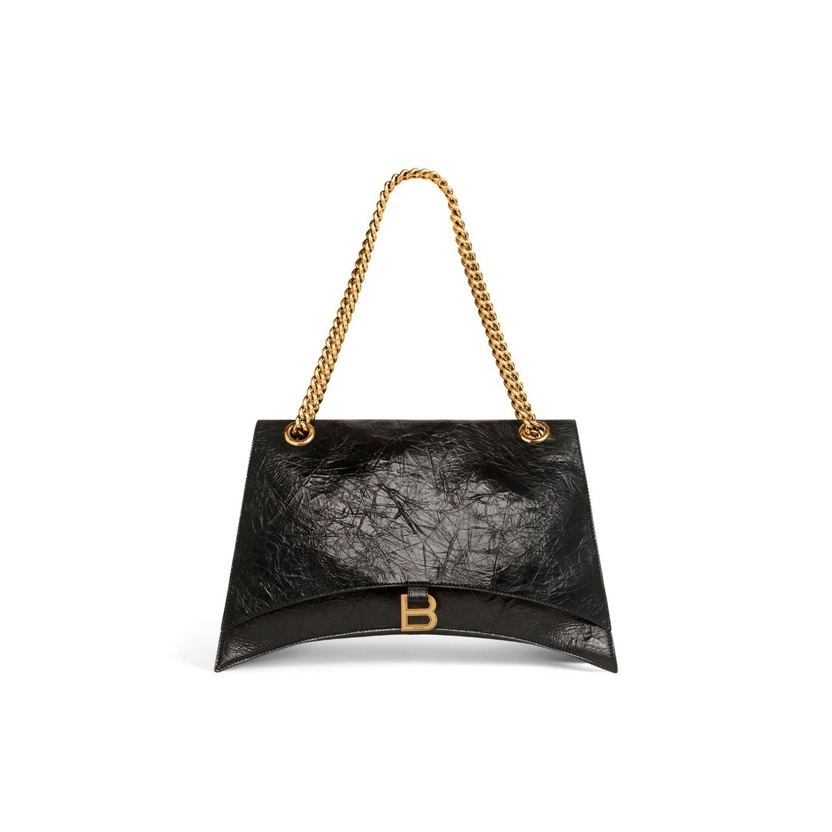 BALENCIAGA CRUSH LARGE CRUSHED CALFSKIN BLACK LEATHER