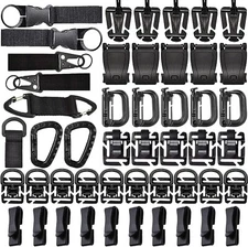 Molle Accessories Kit Of 48 Attachments Clips Plastic Elastic Strings Black New