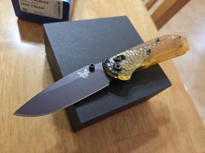 Benchmade Mini Freek 565PL-2501 CPM-M4 Amber Ultem Folding Knife AXIS USA