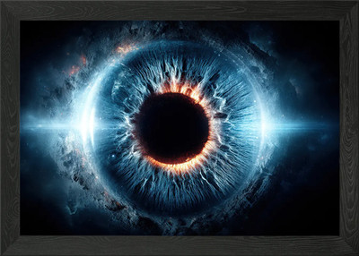 Cosmic Eye: Blue and Orange Nebula Framed Wall Art Poster Canvas Print Picture