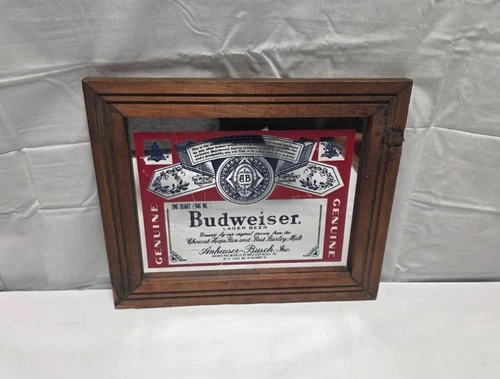 Vintage Anheuser Busch Budweiser King of Beers Mirror Sign