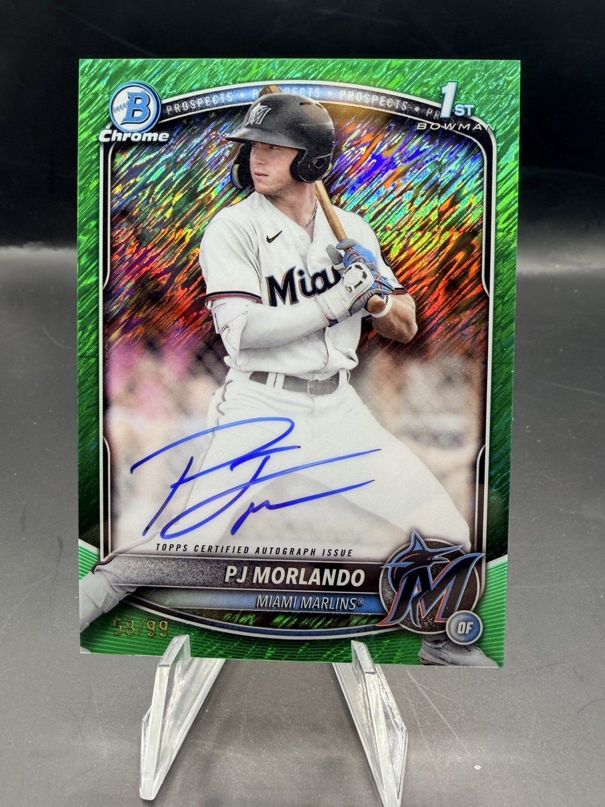 2025 Bowman Chrome PJ Morlando 1st Prospect Green Shimmer /99 Auto CPA-PM Marlin