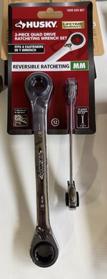#ad Husky HQRRW2PCMM 2 Piece Quad Drive Reversible Ratcheting Wrench Set Metric $30.00