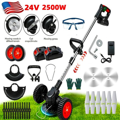 #ad Electric Cordless Grass String Trimmer Lawn Edger Weed Wacker Cutter 2 Battery $29.99