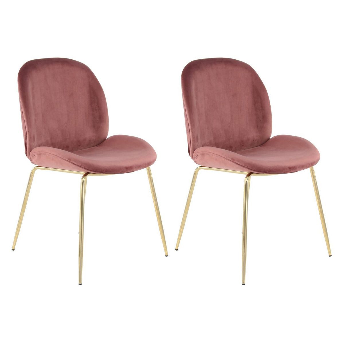 Chaise Charlize rose et or de 90cm pour salle à manger - Lot de 2