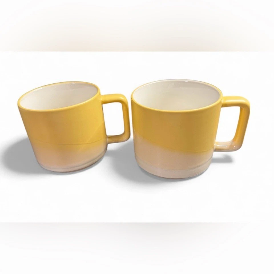 West Elm | Retired yellow Stackable Sunset Mug set of 2 EUC no cracks or chips - Image 2 of 4