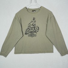 Vintage Harley Davidson Thermal Shirt XL USA Made Waffle Knit Flame Graphic 2004