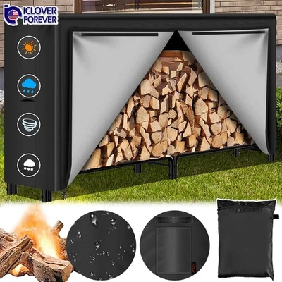 8ft Firewood Log Rack Cover Outdoor Waterproof Wood Storage Holder Heavy Duty - Image 1 of 4