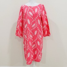 Talbots Shift Dress Graceful Garden Pink Geranium White Embroidered Cotton 14