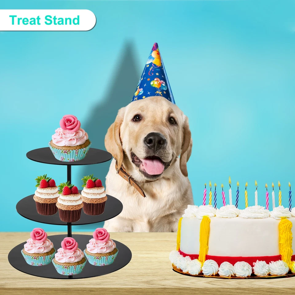 Soporte acrílico para cupcakes de 3 niveles y soporte para pasteles de 1 nivel fiesta de cumpleaños negro Foto 4 de 4