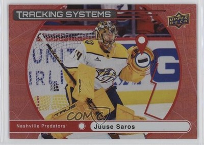 2025-26 Upper Deck Series 1 Tracking Systems Red 36/199 Juuse Saros #TS-7 0nr3