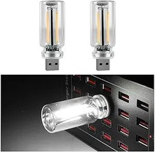 2-Pack Car USB Night Lights, Portable Mini Touch Dimmable Glass B Color: White