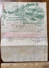 1889 graphic billhead American Lamp Brass Co Swann Whitehead Trenton NJ
