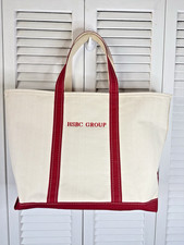 X-Large L.L. Bean Cream  Red 'Boat  Tote' Canvas Bag Monogrammed