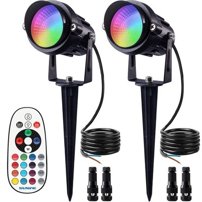 12W RGB Low Voltage Color Changing Landscape Lights Remote Control Waterproof...