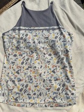 prAna Built-In Bra Scoop Neck Knit Tank Abstract Gray Multicolor Women's M