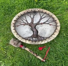 Shaman Drum 10 Inch Handmade Shamanic Drum Hand Drum with Drum Stick Tree of Lif