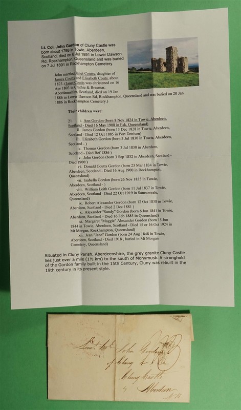 DR WHO 1835 GB STAMPLESS F/L TO CLUNY CASTLE ABERDEEN SCOTLAND R76590