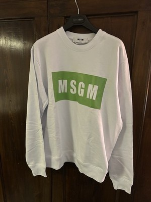 MSGM Gauzata Sweatshirt Unisex Size L Color White With Green Logo