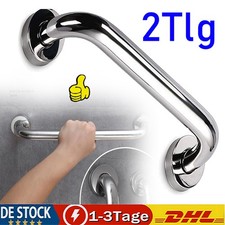 2 Tlg Wand Halte Griff 30 cm Edelstahl Dusche Badewannen Stange Bad WC NEU