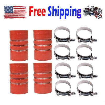 4PCS Silicone Red Hump Hose Charge Air Cooler W/Clamps 4'' X 6'' 4 inch 7715-0002
