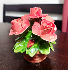 Nuova Capodimonte Vintage Porcelain Roses Basket Artwork
